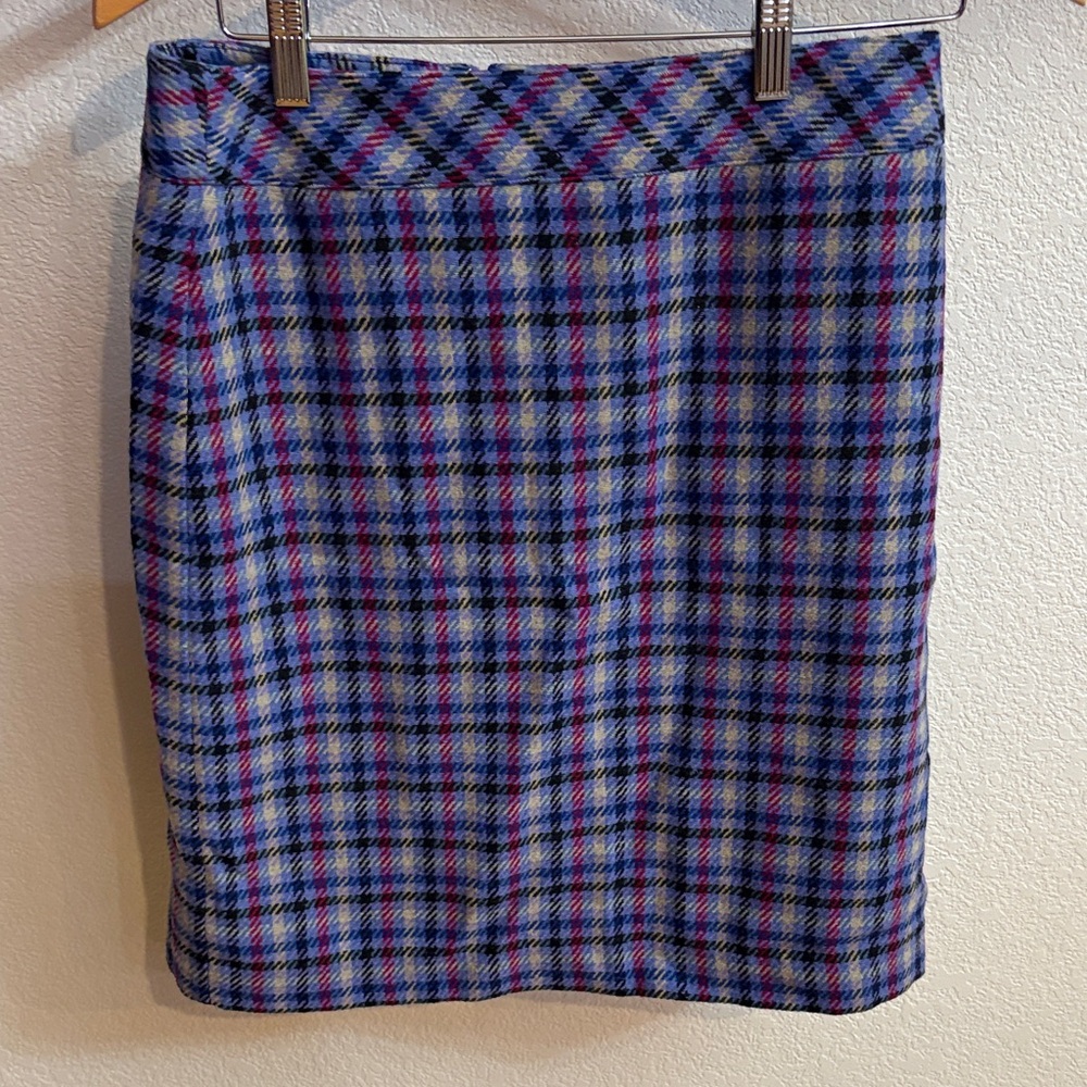 Talbots Blue and Pink Plaid Pencil Skirt